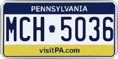 PA license plate MCH5036