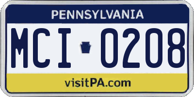 PA license plate MCI0208