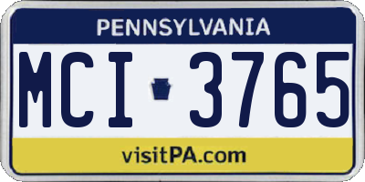 PA license plate MCI3765