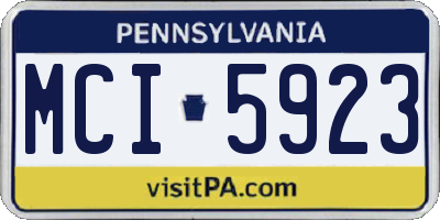 PA license plate MCI5923