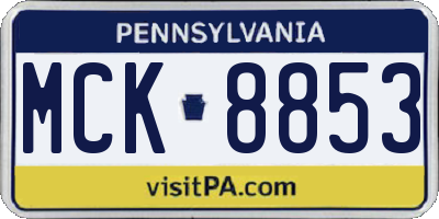 PA license plate MCK8853