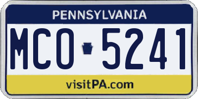 PA license plate MCO5241