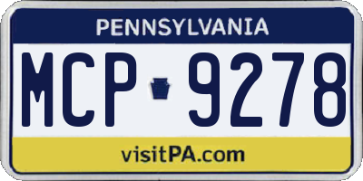 PA license plate MCP9278