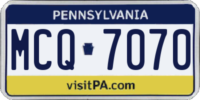 PA license plate MCQ7070