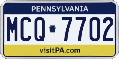 PA license plate MCQ7702