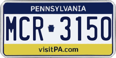 PA license plate MCR3150
