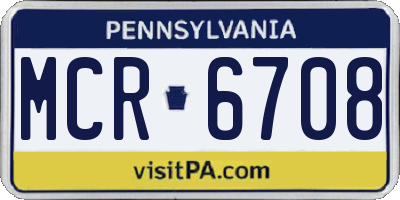 PA license plate MCR6708