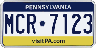 PA license plate MCR7123