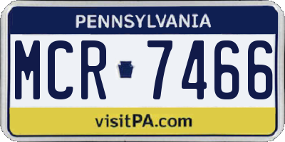 PA license plate MCR7466