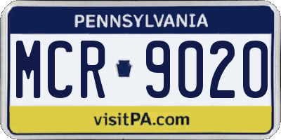 PA license plate MCR9020