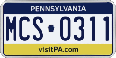 PA license plate MCS0311