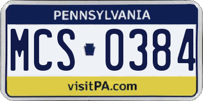 PA license plate MCS0384