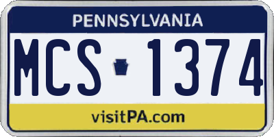 PA license plate MCS1374