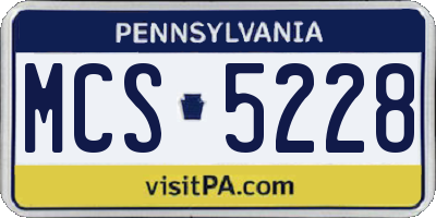PA license plate MCS5228