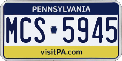 PA license plate MCS5945