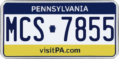 PA license plate MCS7855