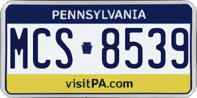 PA license plate MCS8539