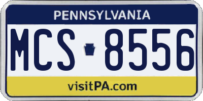PA license plate MCS8556