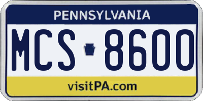 PA license plate MCS8600