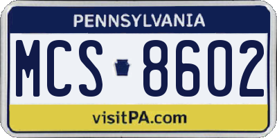 PA license plate MCS8602