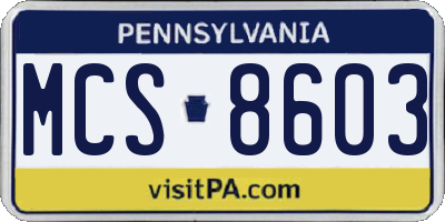 PA license plate MCS8603