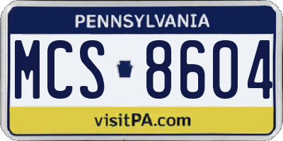 PA license plate MCS8604