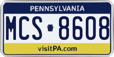PA license plate MCS8608