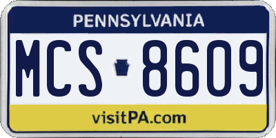 PA license plate MCS8609