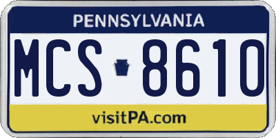 PA license plate MCS8610