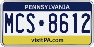 PA license plate MCS8612