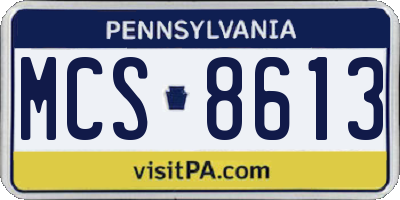 PA license plate MCS8613