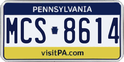 PA license plate MCS8614