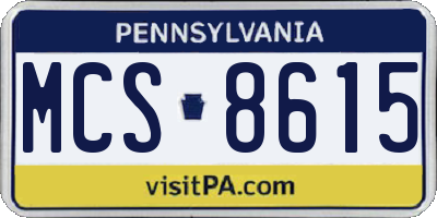 PA license plate MCS8615