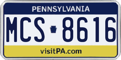PA license plate MCS8616