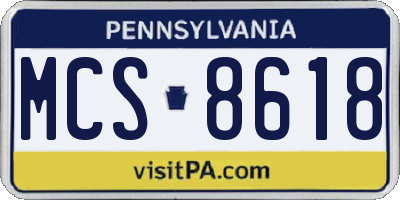 PA license plate MCS8618