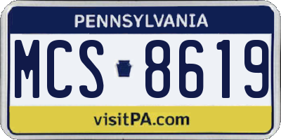 PA license plate MCS8619