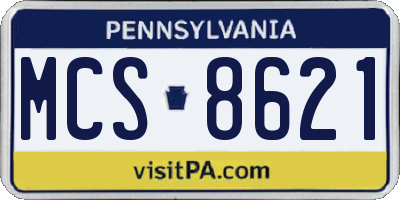 PA license plate MCS8621
