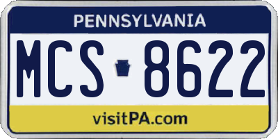 PA license plate MCS8622
