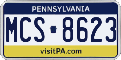 PA license plate MCS8623