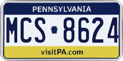 PA license plate MCS8624