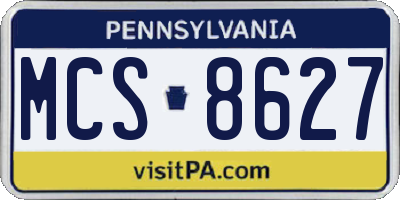 PA license plate MCS8627