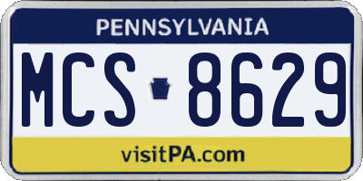 PA license plate MCS8629