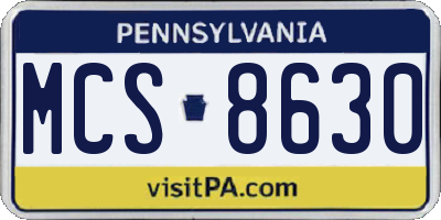 PA license plate MCS8630