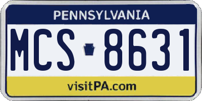 PA license plate MCS8631