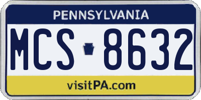 PA license plate MCS8632