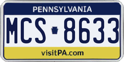PA license plate MCS8633