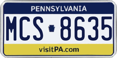 PA license plate MCS8635