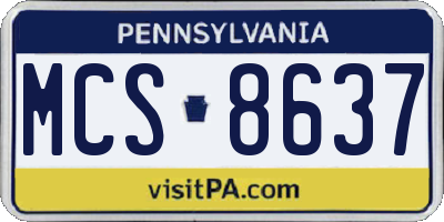 PA license plate MCS8637