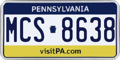 PA license plate MCS8638
