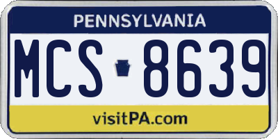 PA license plate MCS8639